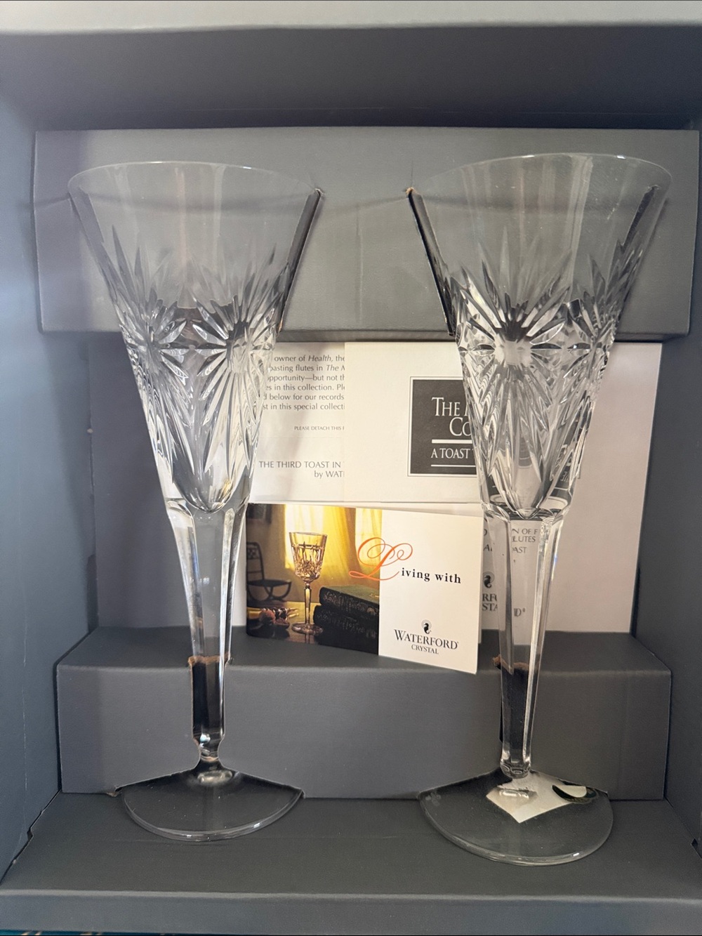 Waterford Clear Cut Crystal Champagne Flutes - Clear Pair